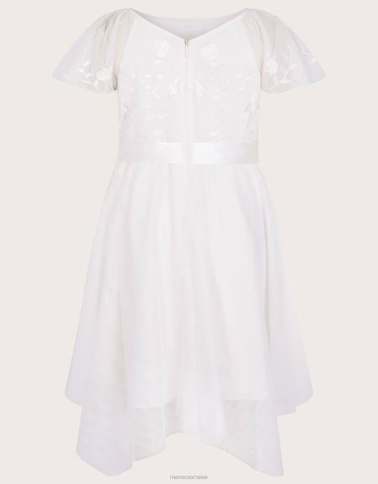 Monsoon بنت فستان أميليا من التول المطرز D68H1990 ملابس عاج