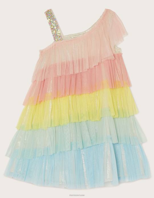 Monsoon بنت فستان ديسكو ملون بكتف واحد D68H1994 ملابس متعدد