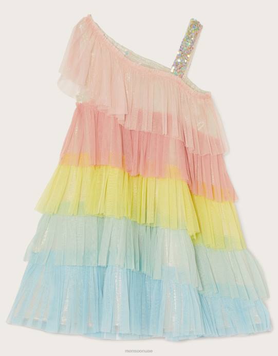 Monsoon بنت فستان ديسكو ملون بكتف واحد D68H1994 ملابس متعدد