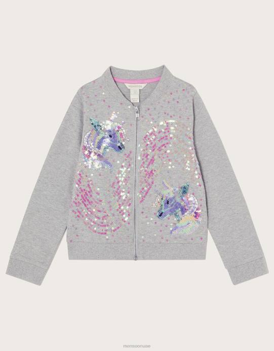 Monsoon أطفال سترة بومبر يونيكورن من القطن المستدام D68H1995 ملابس رمادي