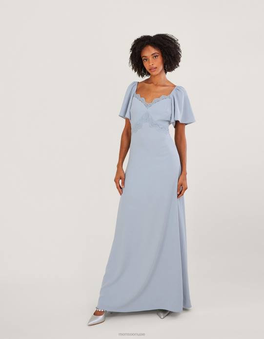 Monsoon نحيف فستان شارلوت كريب ماكسي D68H20 ملابس سحاب