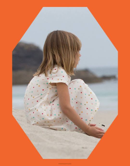 Monsoon أطفال الجذور الخضراء الصغيرة تظهر بقع قوس قزح على الفستان D68H2004 ملابس أبيض