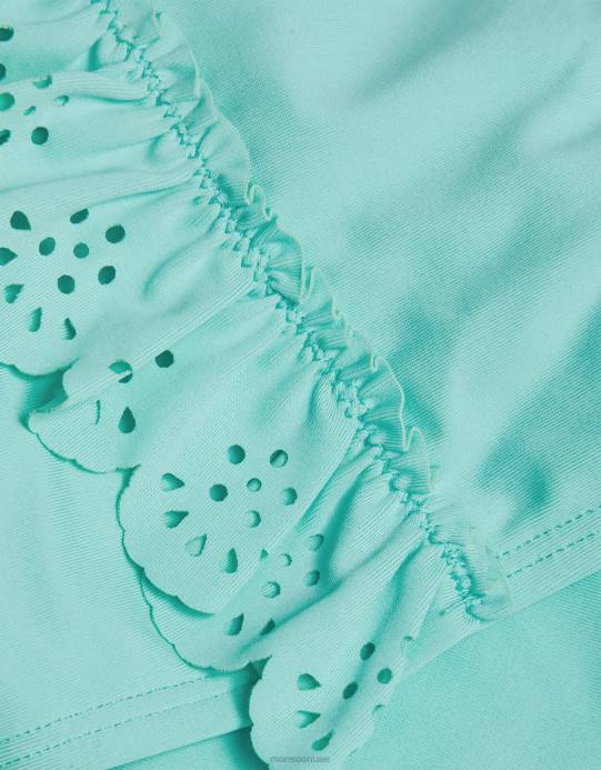 Monsoon بنت مجموعة بيكيني مكشكشة مقطوعة بالليزر D68H2006 ملابس الأزرق (الفيروز)