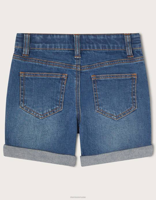 Monsoon بنت شورت جينز مزين بالأحجار الكريمة D68H2010 ملابس أزرق