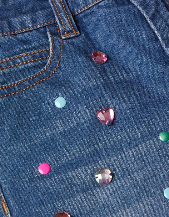 Monsoon بنت شورت جينز مزين بالأحجار الكريمة D68H2010 ملابس أزرق