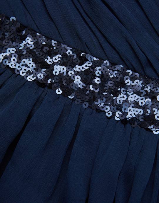 Monsoon بنت أبيجيل فستان حفلة موسيقية بكتف واحد D68H2012 ملابس الأزرق الداكن)