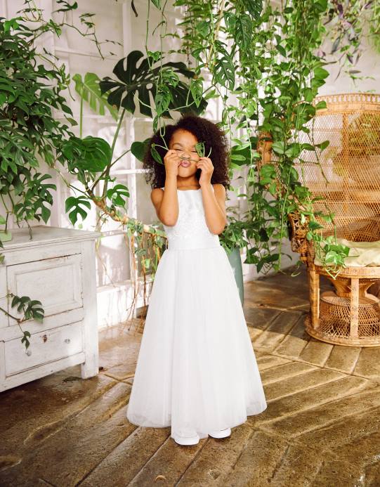 Monsoon بنت أوديت أليس فستان ماكسي تول D68H2016 ملابس عاج