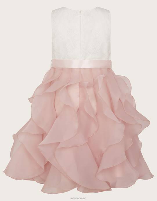 Monsoon بنت الدانتيل يمكن أن كشكش اللباس D68H2022 ملابس لون القرنفل