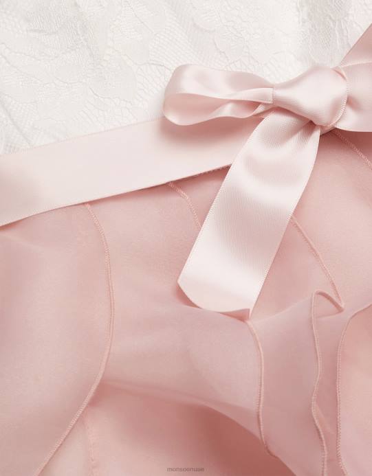 Monsoon بنت الدانتيل يمكن أن كشكش اللباس D68H2022 ملابس لون القرنفل