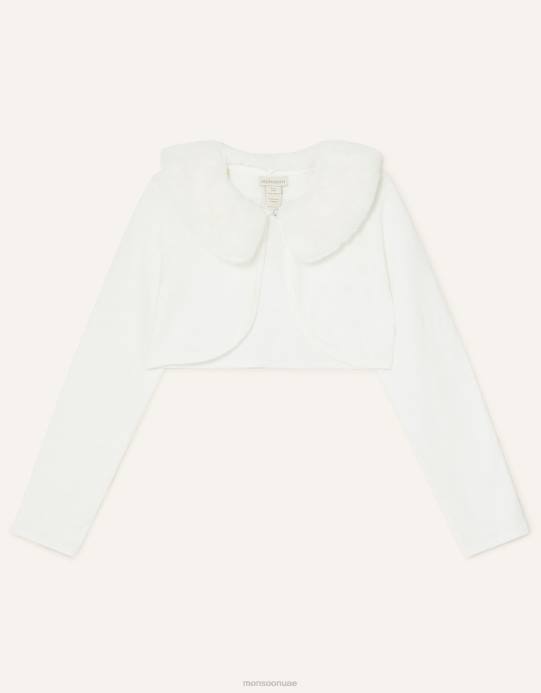 Monsoon بنت سترة صوفية بياقة من الفرو الصناعي فائقة النعومة D68H2028 ملابس عاج