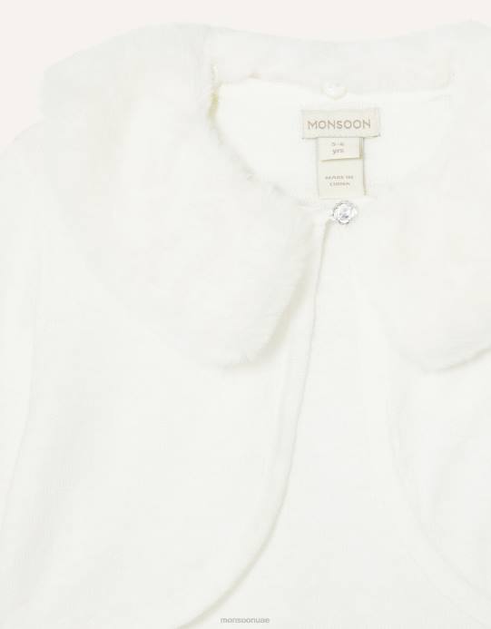 Monsoon بنت سترة صوفية بياقة من الفرو الصناعي فائقة النعومة D68H2028 ملابس عاج