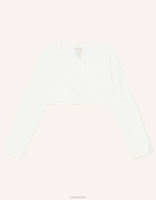 Monsoon بنت سترة صوفية بياقة من الفرو الصناعي فائقة النعومة D68H2028 ملابس عاج