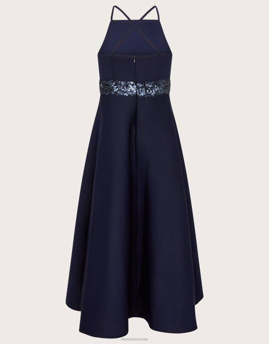 Monsoon بنت فستان حفلة موسيقية بالترتر سكوبا D68H2038 ملابس الأزرق الداكن)