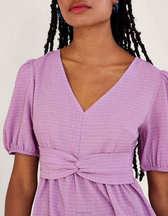 Monsoon نحيف تويست الجزء العلوي من الجيرسيه الأمامي D68H203 ملابس الأرجواني (أرجواني)