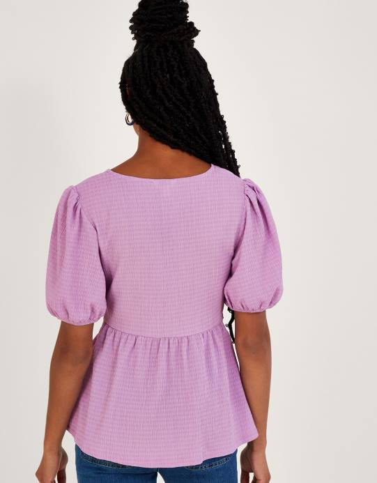 Monsoon نحيف تويست الجزء العلوي من الجيرسيه الأمامي D68H203 ملابس الأرجواني (أرجواني)