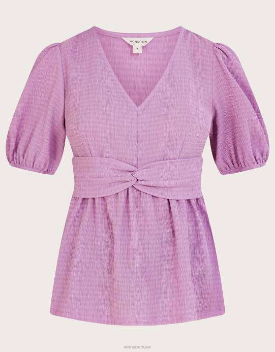 Monsoon نحيف تويست الجزء العلوي من الجيرسيه الأمامي D68H203 ملابس الأرجواني (أرجواني)