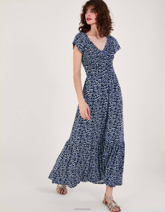 Monsoon نحيف فستان بطبعة جيو D68H204 ملابس أسود