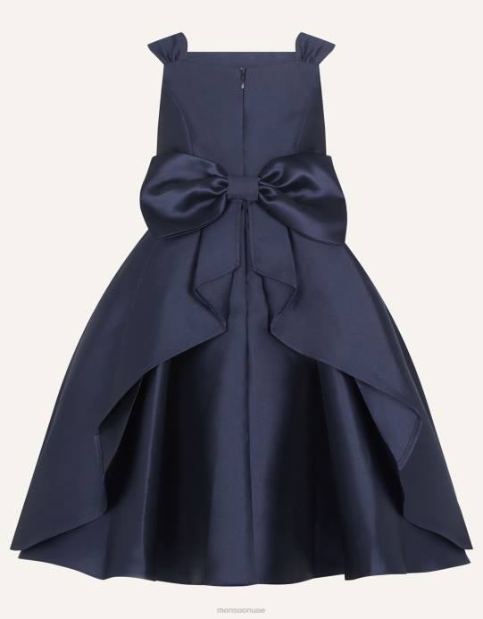 Monsoon بنت فستان وصيفة العروس من نسيج قطني طويل من أودري دوقة D68H2045 ملابس الأزرق الداكن)