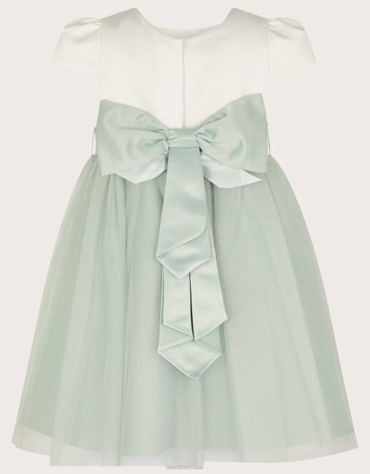 Monsoon بنت فستان وصيفة العروس من التول للأطفال D68H2051 ملابس أخضر