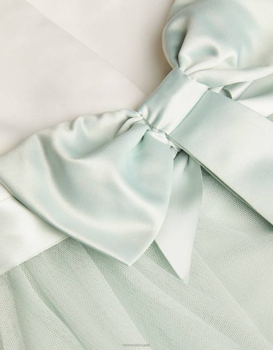 Monsoon بنت فستان وصيفة العروس من التول للأطفال D68H2051 ملابس أخضر