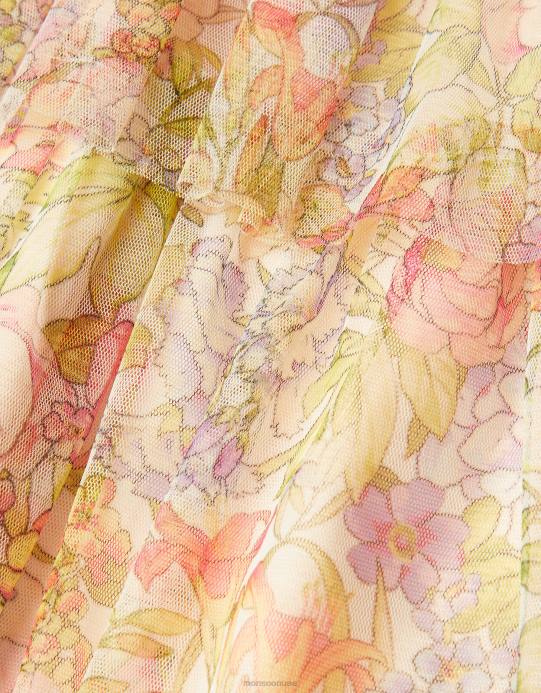 Monsoon بنت فستان تول بطبعة زهور للأطفال D68H2052 ملابس عاج