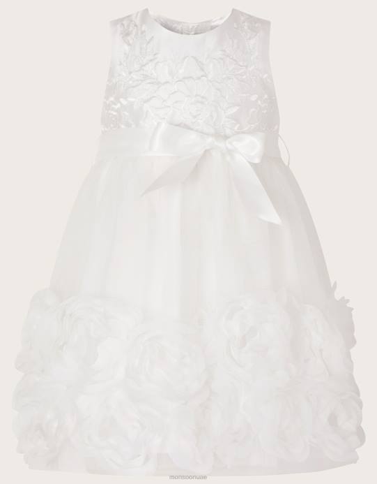 Monsoon بنت فستان بيبي أوديت بلوسوم ثلاثي الأبعاد D68H2055 ملابس عاج