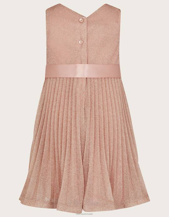 Monsoon بنت فستان طفل مذهب الورود مطوي D68H2056 ملابس لون القرنفل