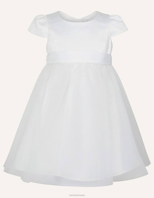 Monsoon بنت فستان وصيفة العروس من التول للأطفال D68H2057 ملابس عاج