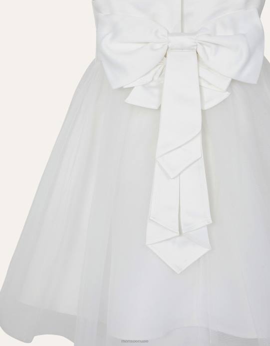 Monsoon بنت فستان وصيفة العروس من التول للأطفال D68H2057 ملابس عاج