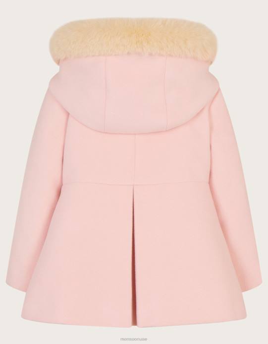 Monsoon بنت معطف مقنع بفيونكة للأطفال D68H2063 ملابس الوردي (الوردي الشاحب)