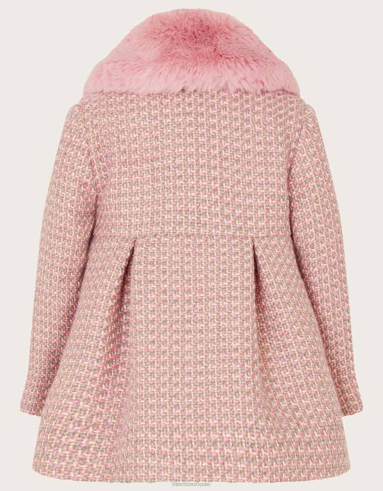 Monsoon بنت معطف من الفرو الصناعي للأطفال من التويد D68H2067 ملابس رمادي