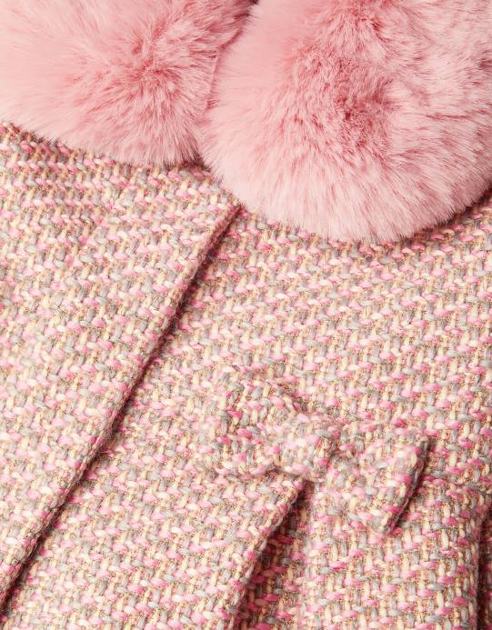 Monsoon بنت معطف من الفرو الصناعي للأطفال من التويد D68H2067 ملابس رمادي