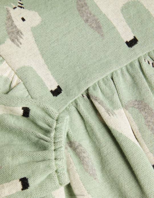 Monsoon بنت فستان طفل وحيد القرن من النوع الثقيل D68H2070 ملابس أخضر