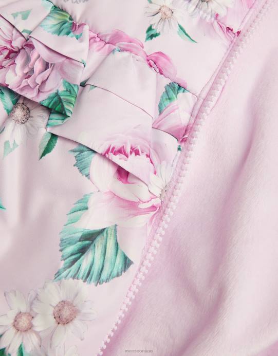 Monsoon بنت معطف مبطن بالبيبلوم مزين بالزهور للأطفال D68H2071 ملابس لون القرنفل