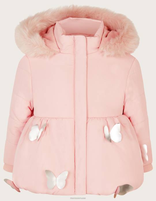 Monsoon بنت معطف مبطن ثلاثي الأبعاد على شكل فراشة للأطفال D68H2072 ملابس لون القرنفل