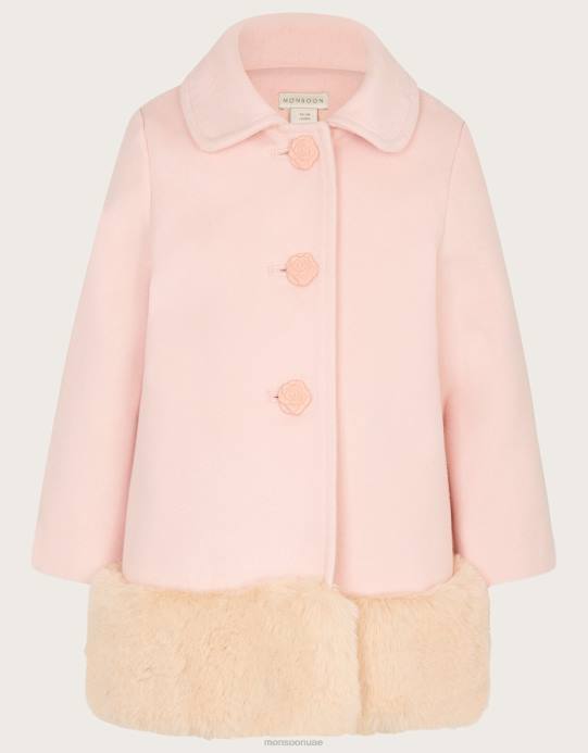 Monsoon بنت معطف فرو الطفل D68H2073 ملابس الوردي (الوردي الشاحب)