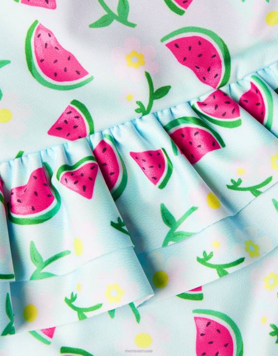 Monsoon بنت ملابس سباحة بتنورة البطيخ للأطفال D68H2074 ملابس أزرق