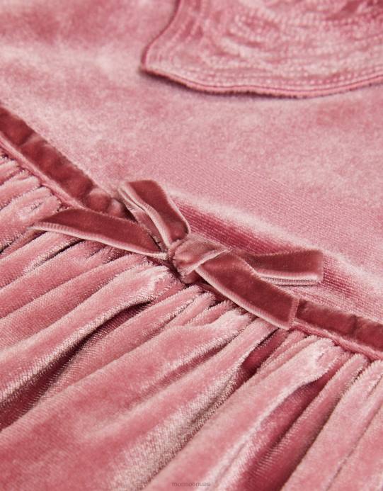 Monsoon بنت فستان مخملي بياقة فراشة للأطفال D68H2075 ملابس الوردي (الوردي الداكن)