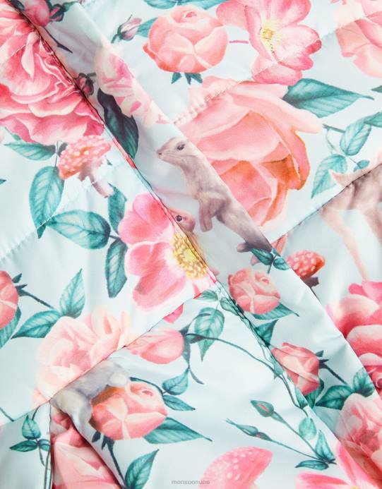 Monsoon بنت معطف مبطن بكشكش بطبعة غابة للأطفال D68H2081 ملابس الأزرق (أكوا)