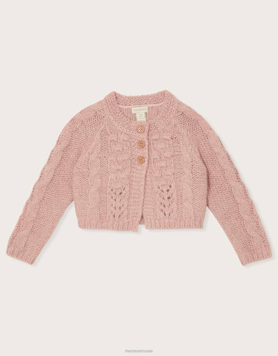 Monsoon بنت طفل مكتنزة مزركشة كاردجيان D68H2083 ملابس الوردي (الوردي الشاحب)