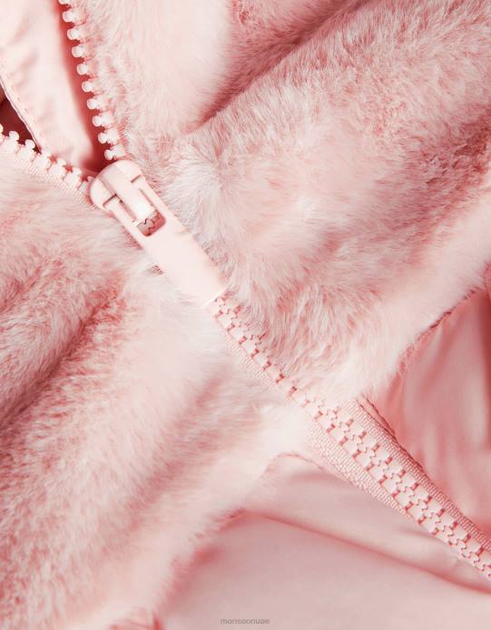 Monsoon بنت معطف مبطن بالفرو الصناعي للأطفال D68H2085 ملابس لون القرنفل