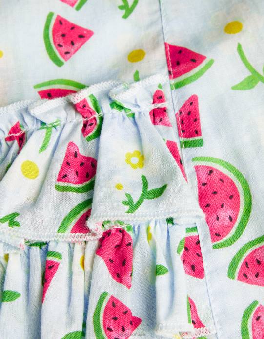 Monsoon بنت رومبير بطباعة البطيخ للأطفال D68H2086 ملابس أزرق