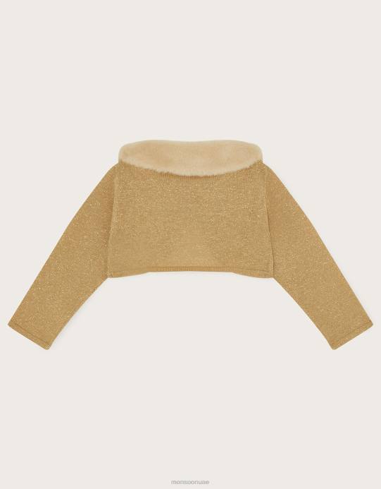 Monsoon بنت سترة أطفال بياقة من الفرو الصناعي D68H2088 ملابس ذهب