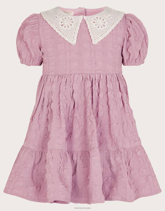 Monsoon بنت فستان بياقة هيذر للأطفال D68H2098 ملابس أرجواني