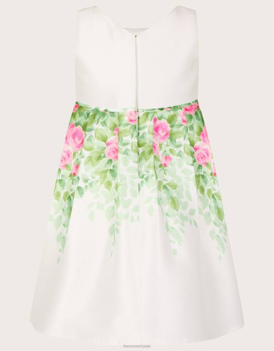 Monsoon بنت فستان دوقة بطباعة نباتية للأطفال D68H2099 ملابس عاج