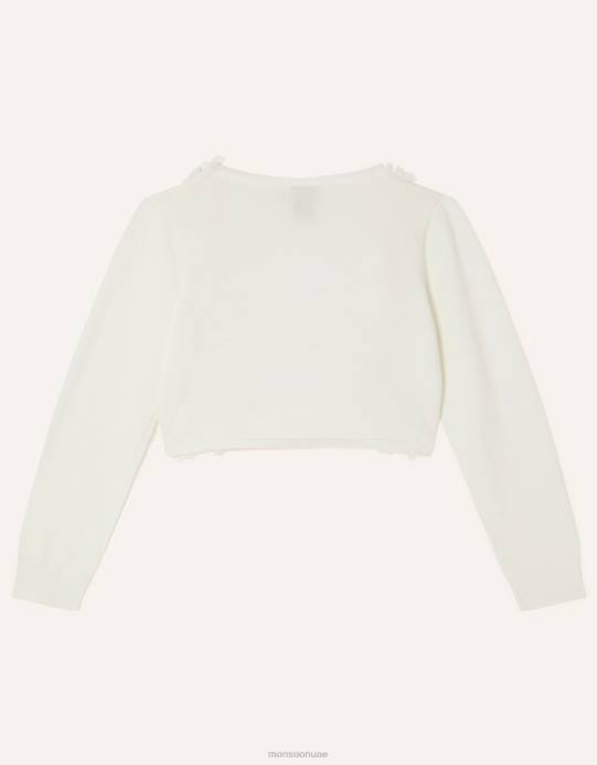 Monsoon بنت سترة بيبي فلورا ثلاثية الأبعاد على شكل زهرة D68H2101 ملابس عاج