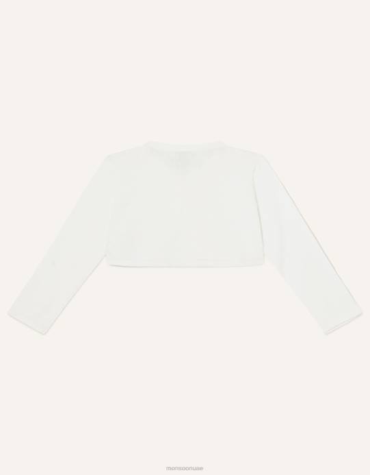 Monsoon بنت سترة صوفية بياقة من الفرو الصناعي فائقة النعومة للأطفال D68H2102 ملابس عاج