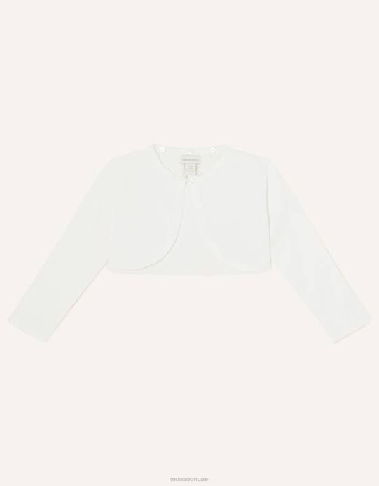 Monsoon بنت سترة صوفية بياقة من الفرو الصناعي فائقة النعومة للأطفال D68H2102 ملابس عاج