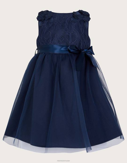 Monsoon بنت فستان سكوبا ثلاثي الأبعاد من بيبي فريا D68H2110 ملابس الأزرق الداكن)