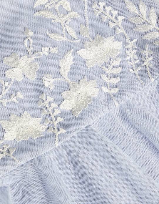 Monsoon بنت فستان حفلة مطرز للأطفال من إيمي D68H2112 ملابس أزرق